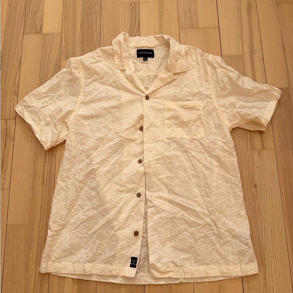 Men’s Lucky Brand Cream Short Sleeve Shirt